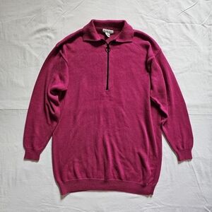 Premier Stock vintage cotton elongated fusia sweater quarter zip sweater Size M